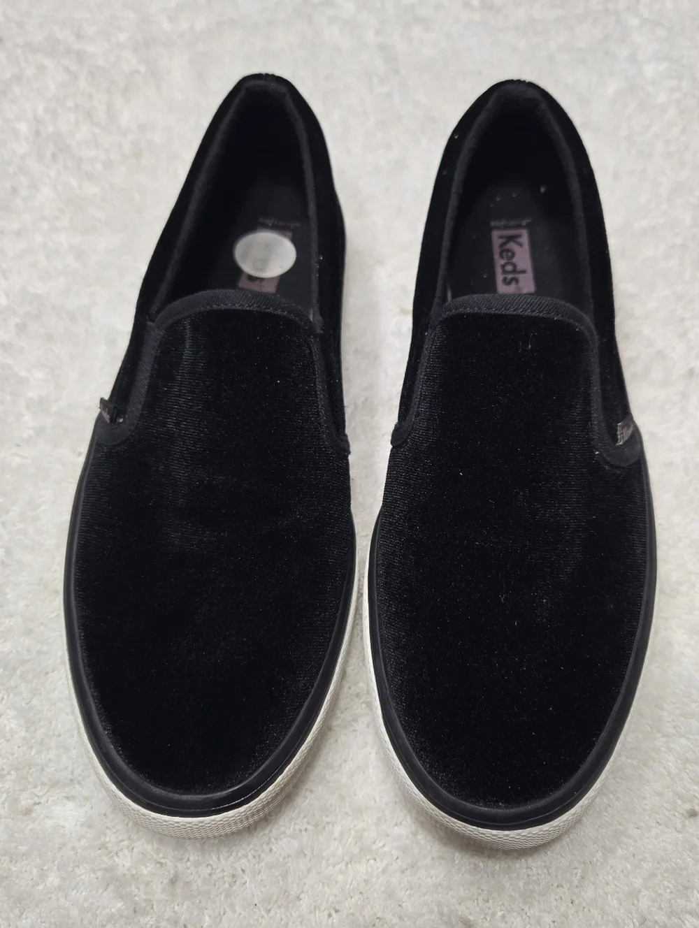 Keds Women's Softerra Black Microfleece Slip Ons Size 8